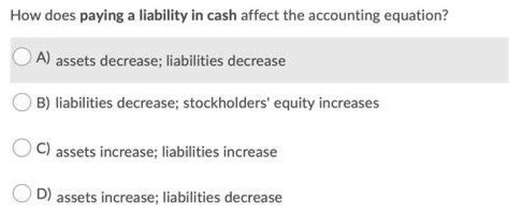 How does paying liability in cash affect the accounting equation?