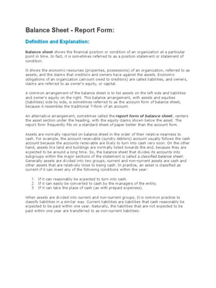 What is the difference between report Form and account form balance sheets?