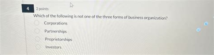 Which of the following is not one of three forms of business organization?