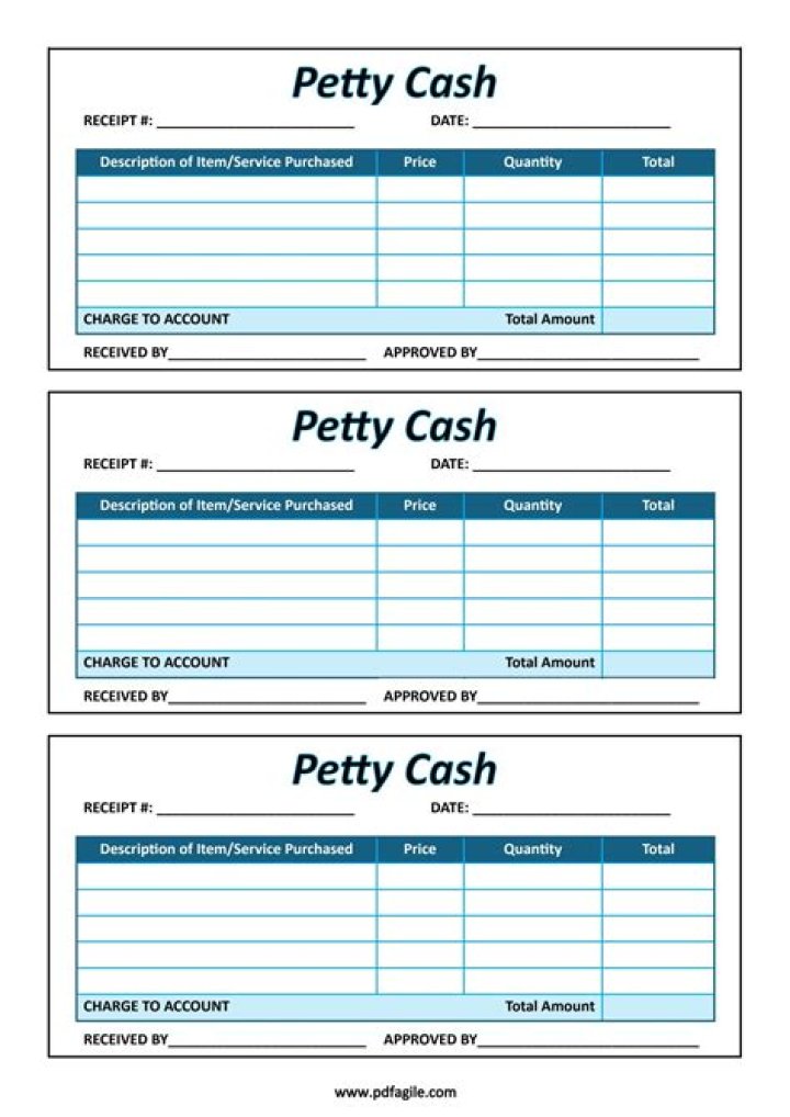 Who should sign a petty cash receipt?